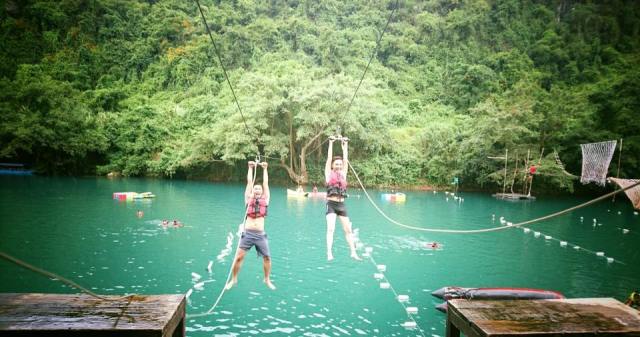 Đu dây mạo hiểm trên sông Chày – Quảng Bình hút hồn giới trẻ ưa khám phá