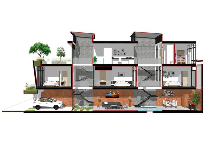 Ngôi nhà trong hẻm nhỏ nhưng đầy bóng nắng và cây xanh ở thành phố Đà Nẵng
