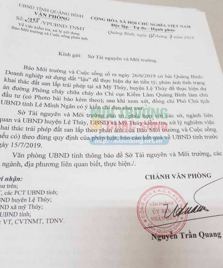 Vụ đường phòng cháy chữa cháy ở Quảng Bình – Bài 3: UBND tỉnh chỉ đạo vào cuộc xử lý Vụ đường phòng cháy chữa cháy ở Quảng Bình – Bài 3: UBND tỉnh chỉ đạo vào cuộc xử lý
