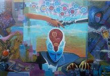  Tác phẩm Kết nối của thầy giáo, họa sĩ Hồ Trọng Lâm.