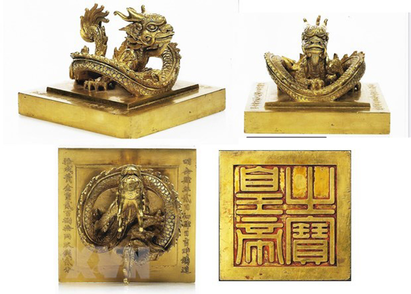 Kim ấn Hoàng đế chi bảo của vua Minh Mạng. (Nguồn: TTXVN)