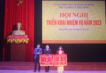 Ngành Văn hóa-Thể thao: Nhiều lĩnh vực đạt thành tích cao ồng chí Phó Chủ tịch UBND tỉnh Hồ An Phong trao tặng Cờ thi đua của Bộ Văn hóa - Thể thao và Du lịch cho các tập thể.