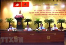 Ông Lê Quốc Minh, Ủy viên Trung ương Đảng, Phó Trưởng Ban Tuyên giáo Trung ương, Tổng Biên tập Báo Nhân dân phát biểu tại hội nghị. (Ảnh: Thu Hoài/TTXVN)