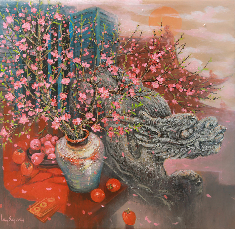 Ngắm xuân-Acrylic (Nguyễn Lương Sáng).