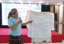 Nâng cao chất lượng đội ngũ nhân lực triển khai dự án 8 Chị Hồ Thị Thư (trưởng bản Đá Chát, xã Trường Sơn, Quảng Ninh) tham gia lớp tập huấn dành cho các tổ truyền thông cộng đồng tại TP. Đồng Hới.