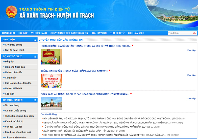 Mô hình thí điểm (năm 2021) xây dựng chuyên mục tiếp cận thông tin trên trang thông tin điện tử xã Xuân Trạch.