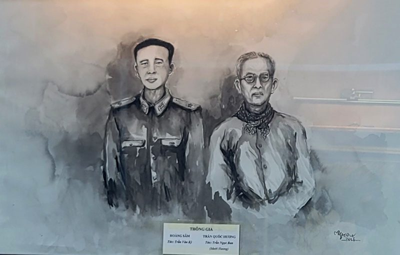 Bức tranh vẽ chân dung tướng Hoàng Sâm và ông Mười Hương.